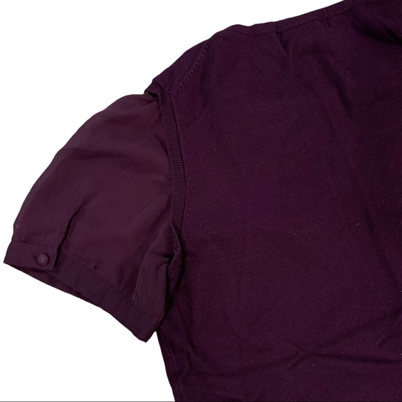 4/$32 George size medium deep burgundy/maroon sheer short puffy sleeve top - Picture 5 of 8